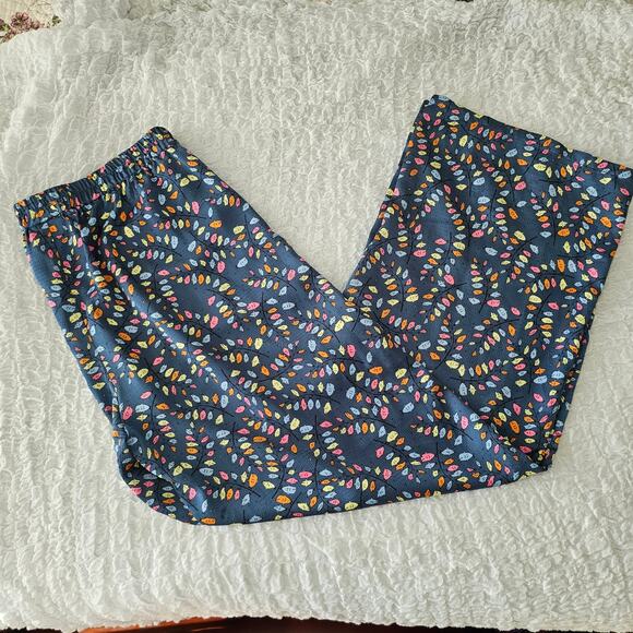Anthropologie Stella Nova Orli leaf print blue pants size 10 - Picture 4 of 7